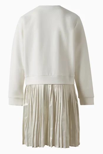Metallic Pleated Sweatshirt Dress