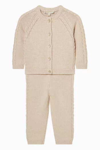 طقم بنطال وكارديغان منسوج 