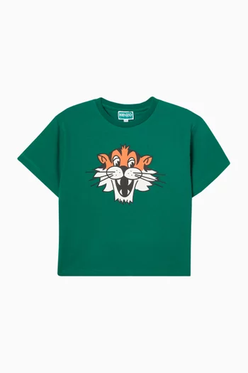Tiger-print T-shirt in Cotton