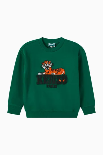 Embroidered Sweatshirt in Cotton Fleece