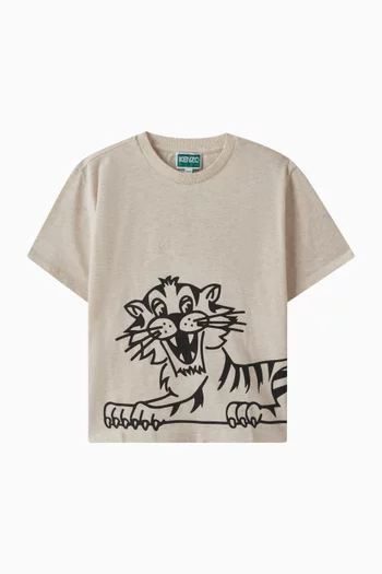 تي شيرت مزين بطبعة قطن