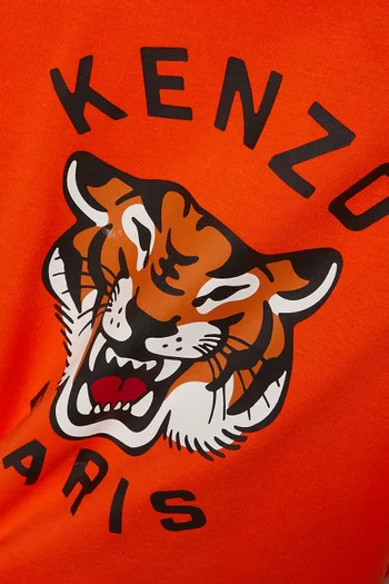 تي شيرت بطبعة نمر وشعار الماركة قطن