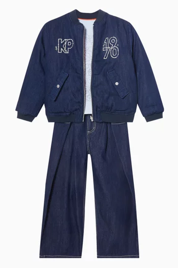 Button Pleat Jeans in Denim