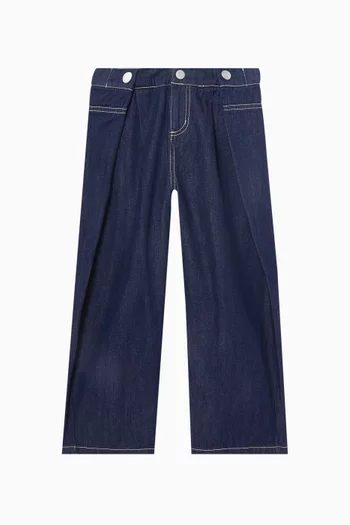 Button Pleat Jeans in Denim