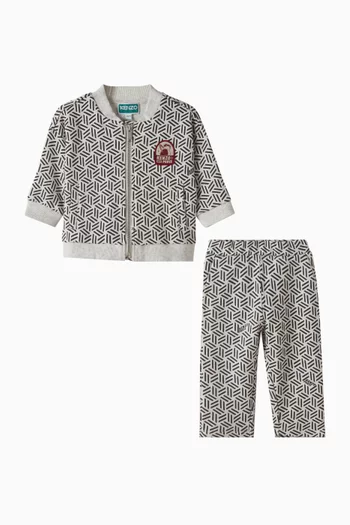 Geometric-print Tracksuit Set in Cotton