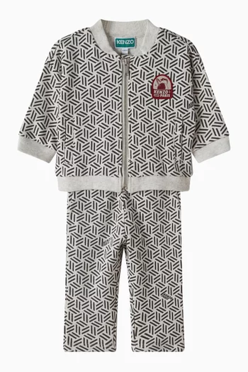 Geometric-print Tracksuit Set in Cotton