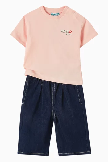 Embroidered Jeans in Denim