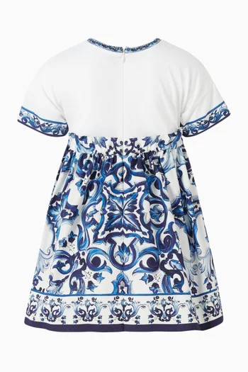 Majolica-print Dress in Poplin & Jersey