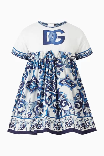 Majolica-print Dress in Poplin & Jersey