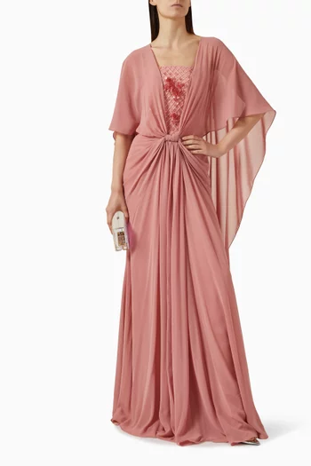 Zerafet Embellished Cape Dress