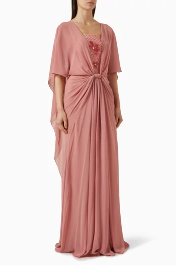 Zerafet Embellished Cape Dress