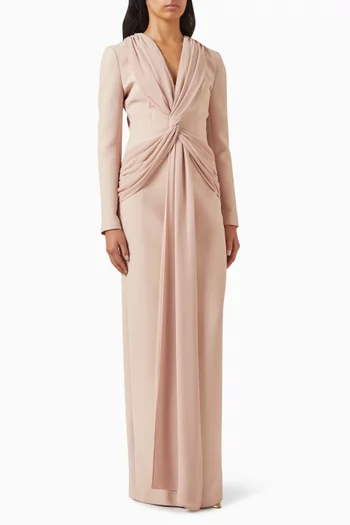Twist-front Dress in Crepe & Chiffon