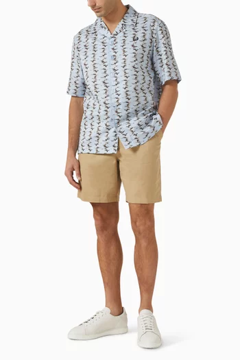 Abstract-print Revere Collar Shirt in Cotton-blend