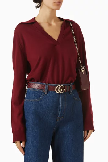 حزام مارمونت بوجهين وشعار حرفي GG جلد