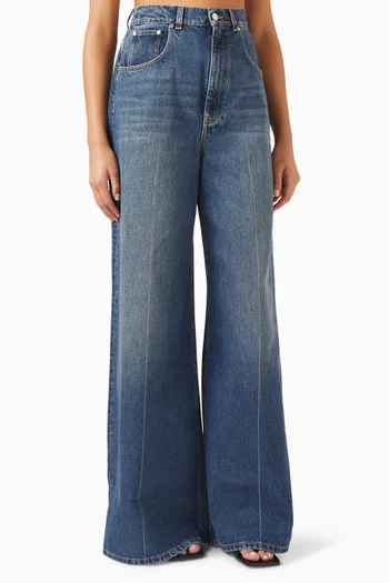 Wide-leg High-waisted Jeans in Denim