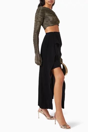 بلوزة نادية قصيرة بكشكش