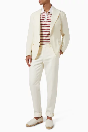 تي شيرت بولو مخطط قطن منسوج