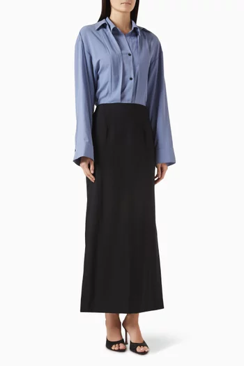 فستان كيسلي بنمط قميص مزيج صوف