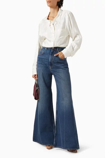 Snake-print Shirt in Viscose-silk