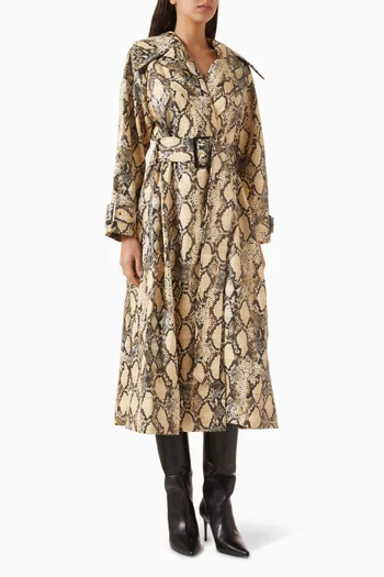 معطف ترنش كلوي بتصميم كلاسيكي جلد نباتي