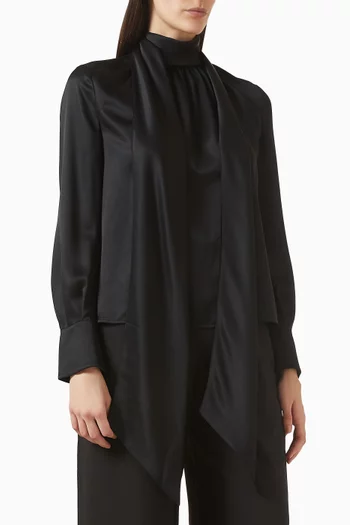 Veronica Bow Blouse in Satin