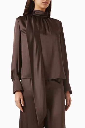 Veronica Bow Blouse in Satin