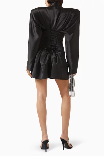 Shirt Belted Mini Dress in Crepe Silk
