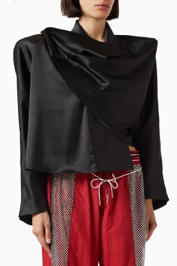 قميص بقصة فضفاضة كريب حرير