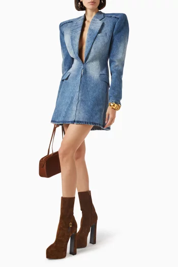 Structured Blazer Dress in Denim