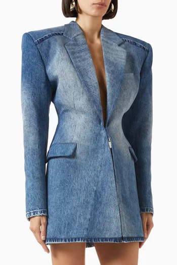 Structured Blazer Dress in Denim