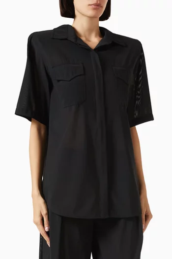 قميص بقصة فضفاضة تول مطاطي متين