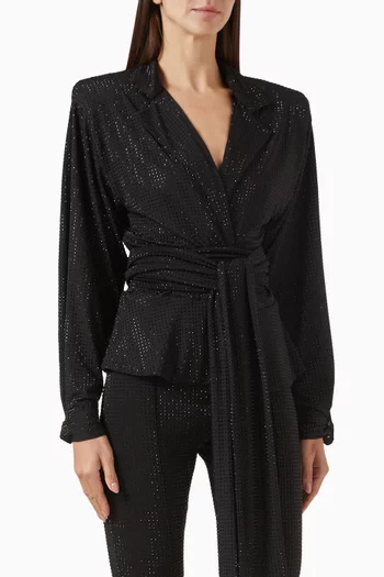 قميص بحزام وتطريزات مثبتة حراريًا جيرسيه