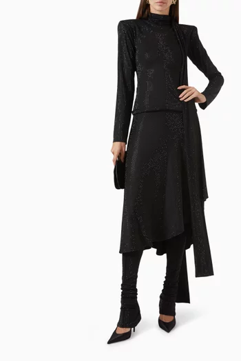 بلوزة بشال على الرقبة وتطريزات مثبتة حراريًا جيرسيه