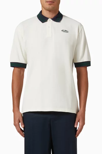 Oval Striped Polo Shirt in Cotton-pique