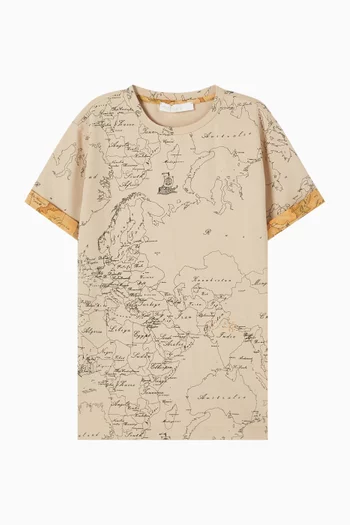 Map-print T-shirt in Cotton