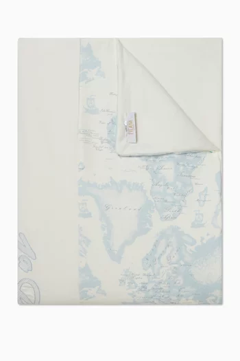 Geo Map Print Blanket in Cotton