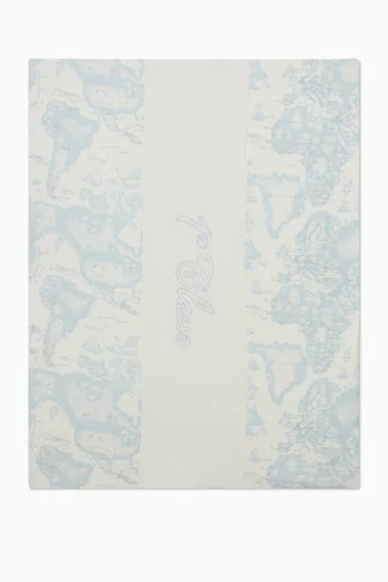 Geo Map Print Blanket in Cotton