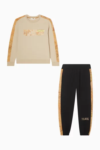 Map-trim Tracksuit Set in Cotton