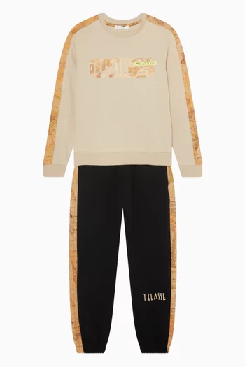 Map-trim Tracksuit Set in Cotton