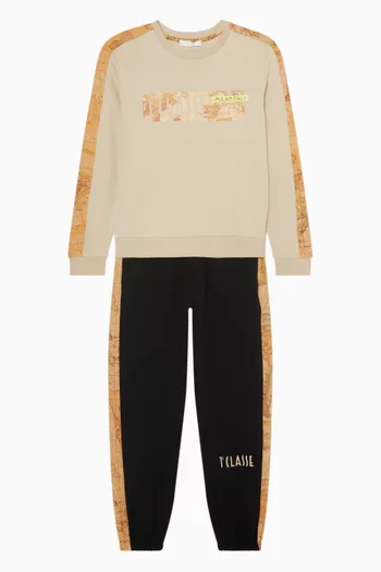 Map-trim Tracksuit Set in Cotton