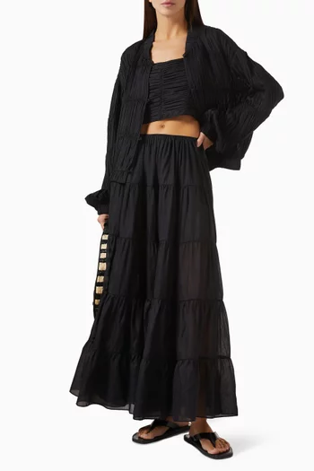 Claudia Tiered Skirt in Cotton-silk