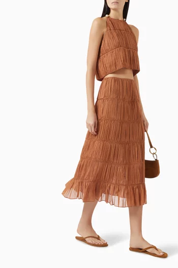 Venetia Tiered Skirt in Cotton-silk