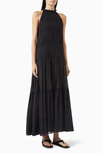 Philippa Tiered Dress in Cotton-silk