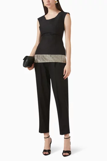 بلوزة سابرينا بأشرطة كروشيه حرير