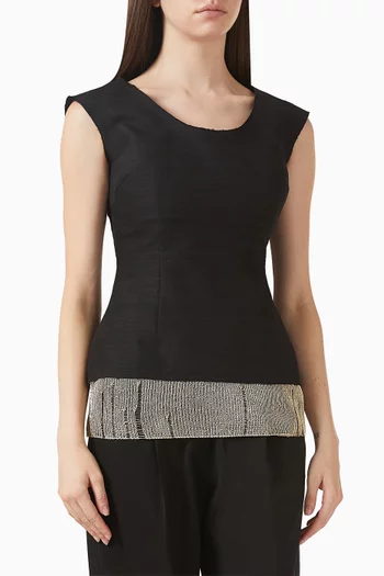 بلوزة سابرينا بأشرطة كروشيه حرير