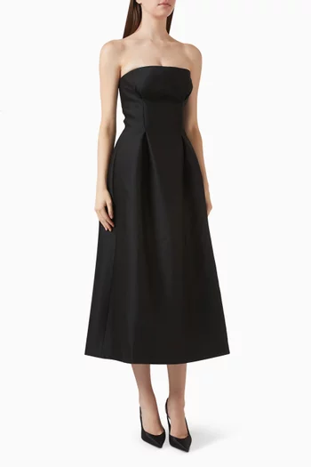 Noir Midi Dress in Silk Wool