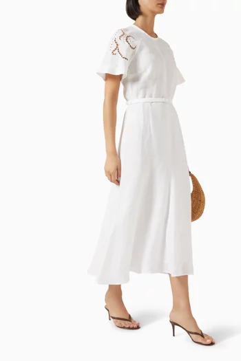 Iphigenia Cut-out Midi Dress in Linen