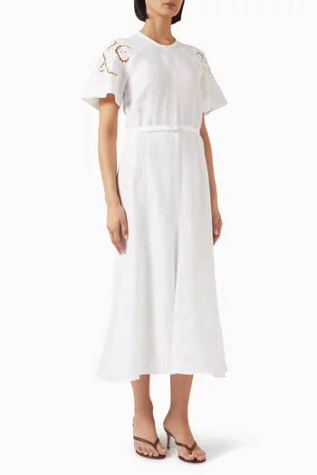 Iphigenia Cut-out Midi Dress in Linen
