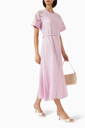 Iphigenia Cut-out Midi Dress in Linen