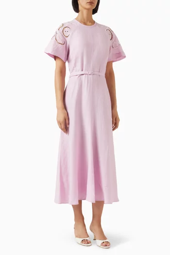 Iphigenia Cut-out Midi Dress in Linen